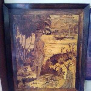 Vintage Marquetry Wood Picture