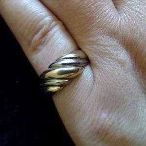 925 Silver and Gold Croissant Ring