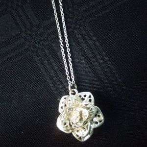 925 Silver Rose Pendant, Stainless Steel Chain