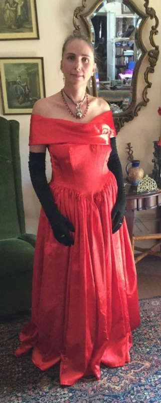 Vintage Satin Ball Gown - Red