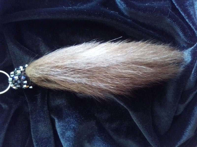 Swarovski Crystals, Mink Tail Key Ring - Black