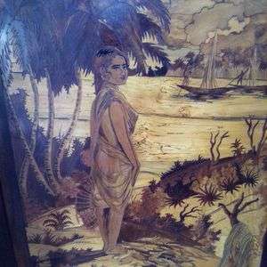 Vintage Marquetry Wood Picture