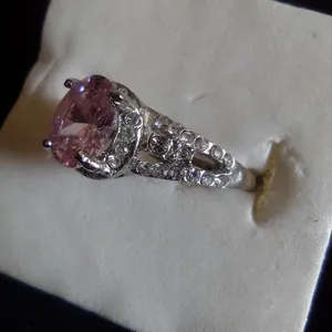 Pink Cubic Zirconia Silver ring
