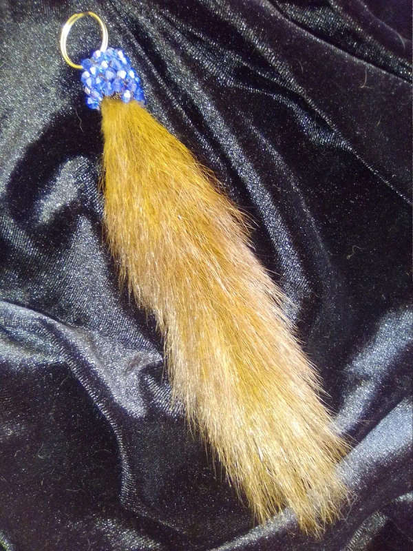 Swarovski Crystals, Mink Tail Key Ring - Turquoise