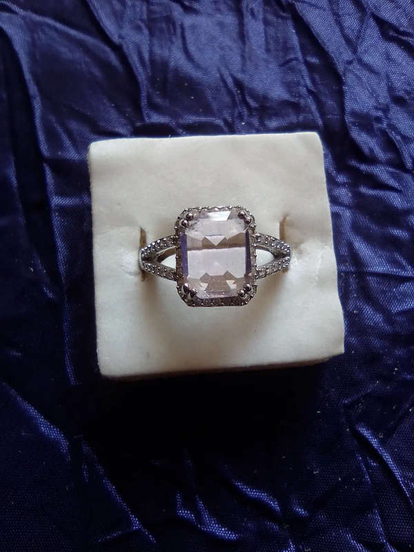 Light Pink CZ Silver Ring