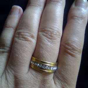 Gold Stainless Steel Cubic Zirconia Ring - Men
