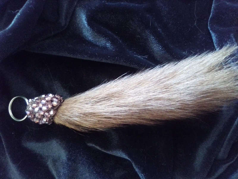 Swarovski Crystals, Mink Tail Key Ring - Purple