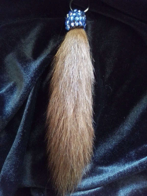 Swarovski Crystals, Mink Tail Key Ring - Turquoise