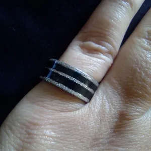 Black and Silver Stainless Steel Ring - Men
