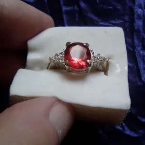 Dark Pink Cubic Zirconia Ring