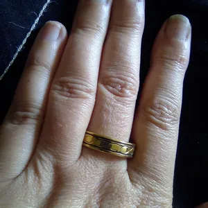 Stainless steel gold and black ring