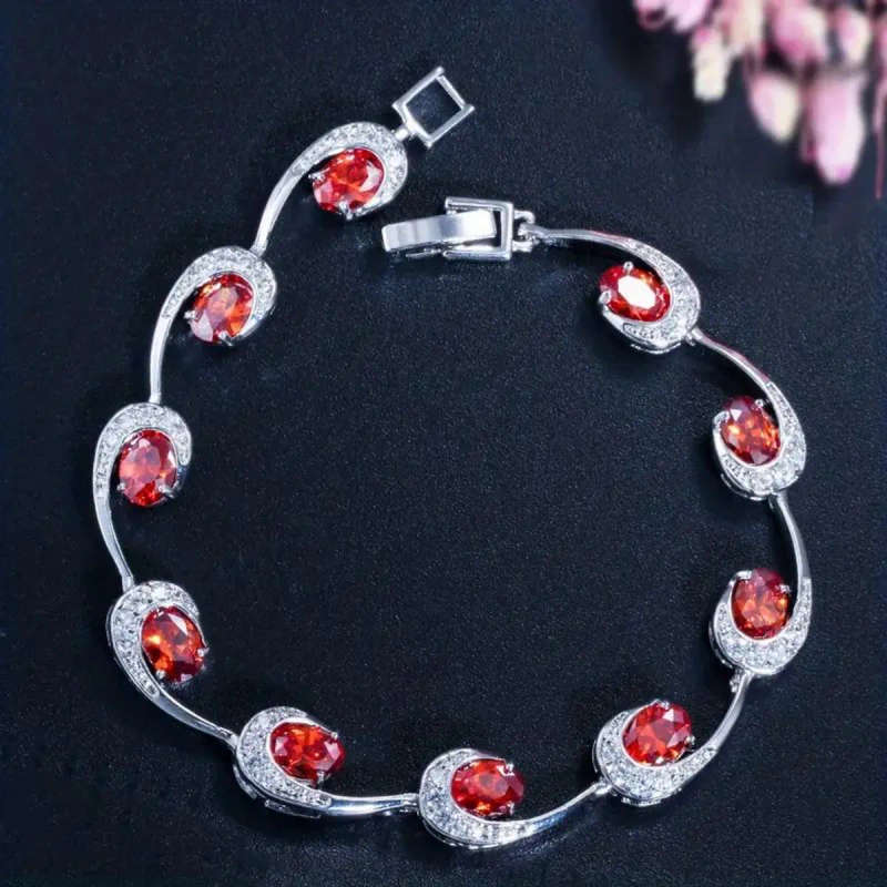 Red Zirconia Clasp Bracelet