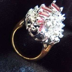 Cubic Zirconia and Garnets Gold Ring