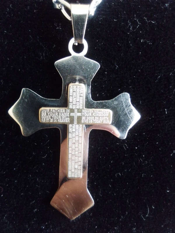 Gold and Silver Stainless Steel Cross and Chain