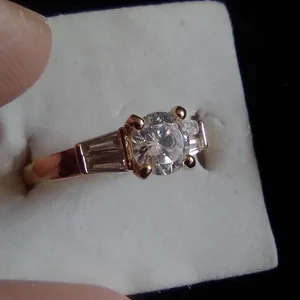 Engagement looking Cubic Zirconia gold ring
