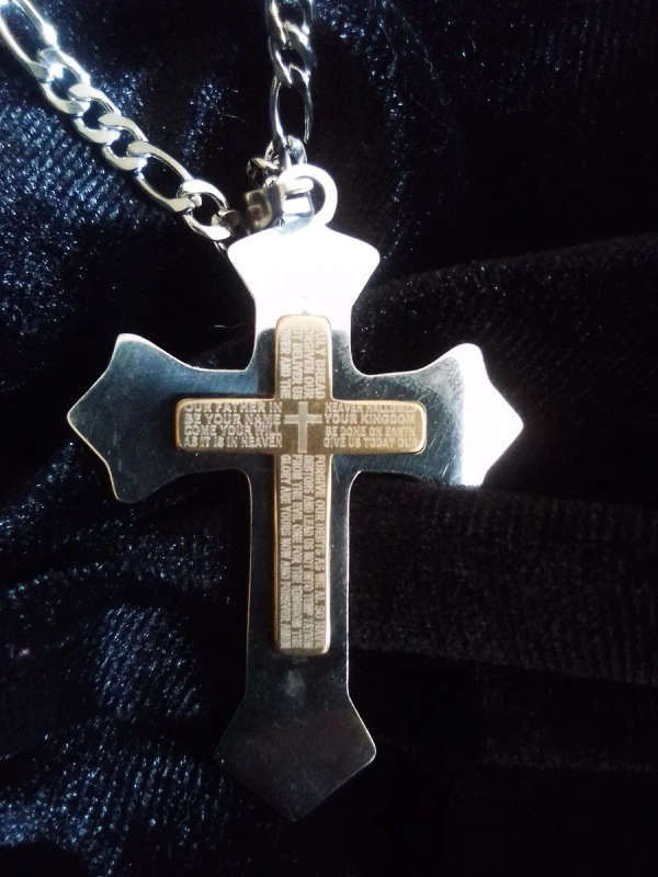 Gold and Silver Stainless Steel Cross and Chain