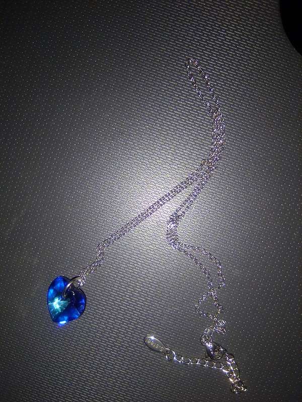 Crystal Glass Blue Heart Necklace