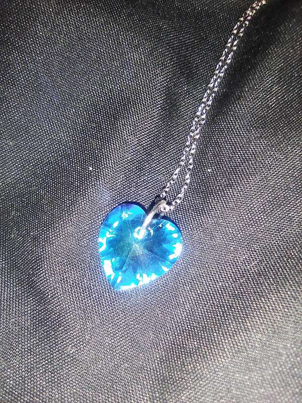 Crystal Glass Blue Heart Necklace