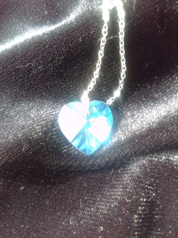 Crystal Glass Blue Heart Necklace