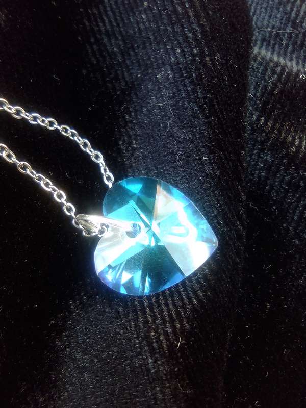 Crystal Glass Blue Heart Necklace