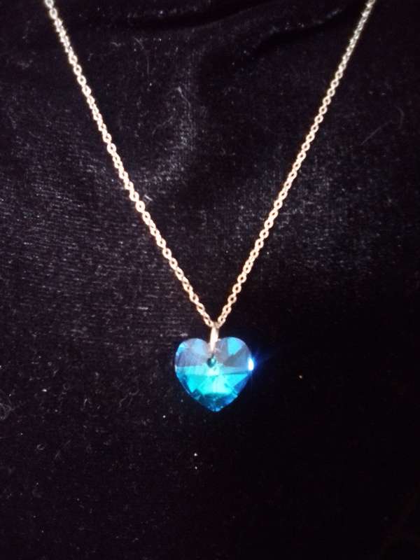 Crystal Glass Blue Heart Necklace