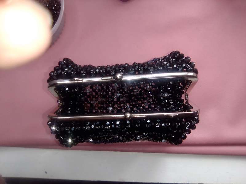 Black and Silver Austrian Crystal Evening Bag