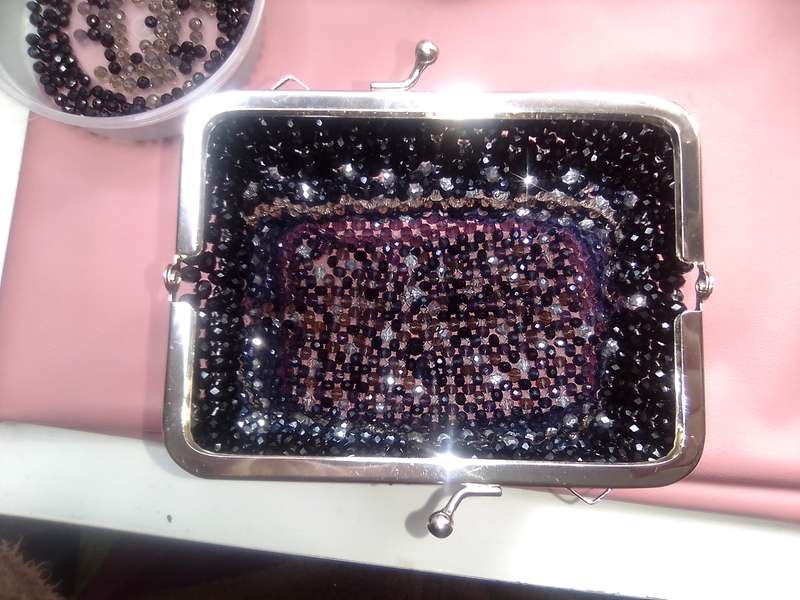 Black and Silver Austrian Crystal Evening Bag