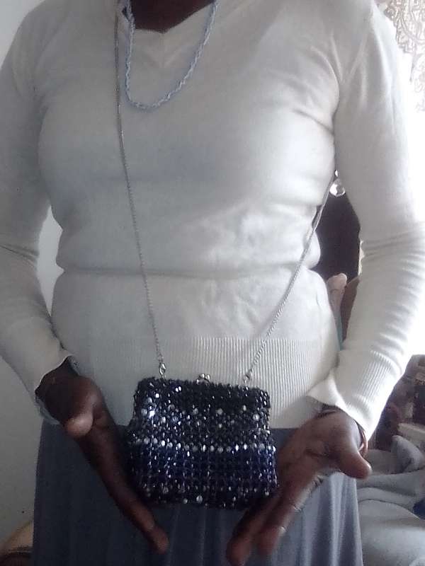 Black and Silver Austrian Crystal Evening Bag