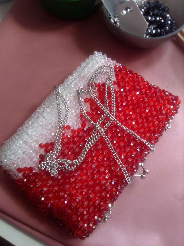 Austrian Crystal Bag - Red, White n Pink