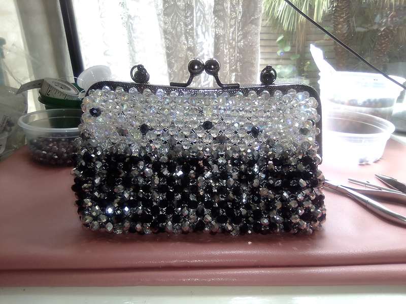 Czech Crystal Evening Bag - Black and White