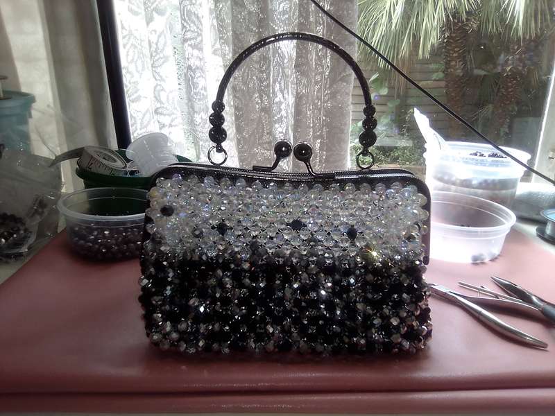 Czech Crystal Evening Bag - Black and White