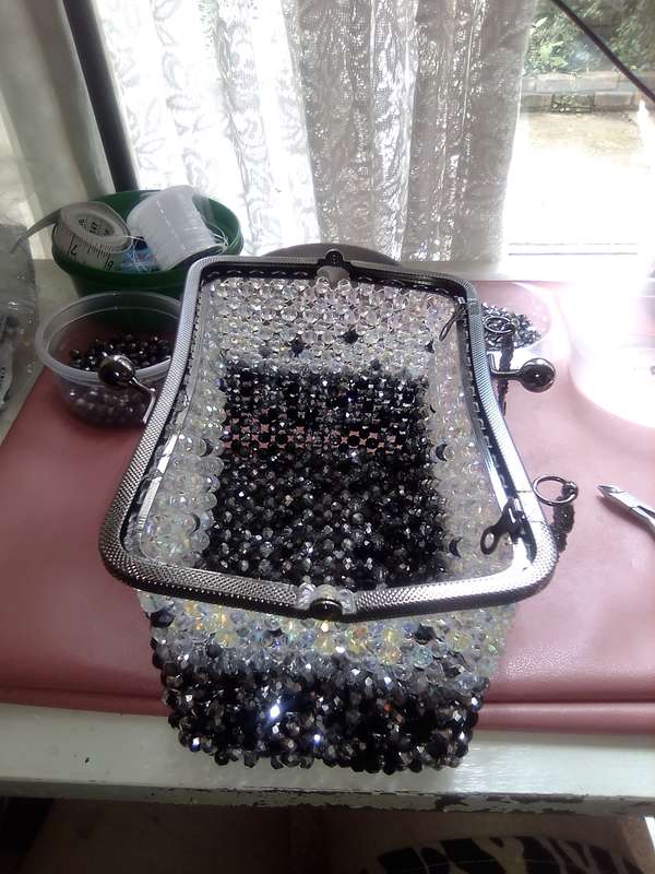 Czech Crystal Evening Bag - Black and White