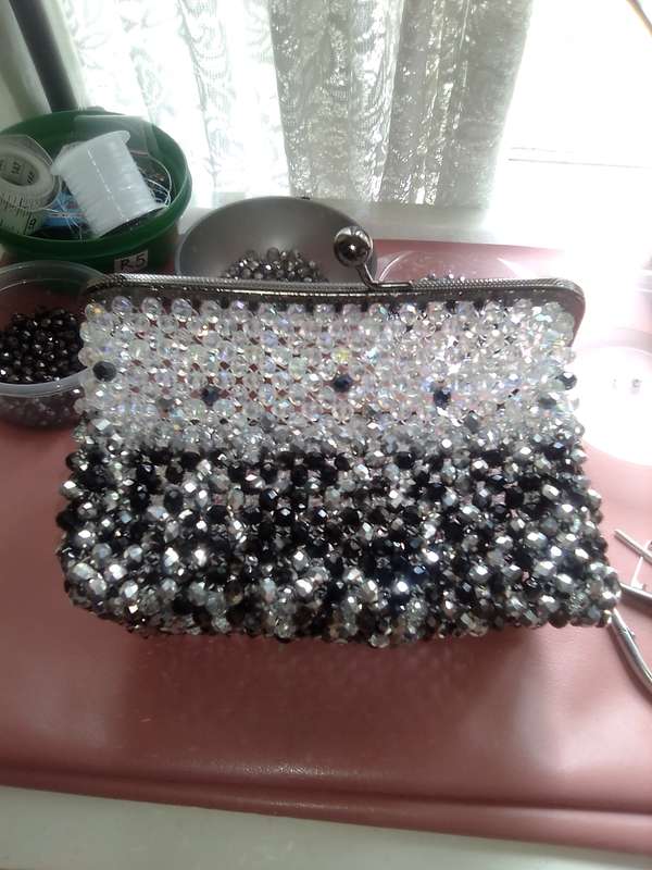 Czech Crystal Evening Bag - Black and White