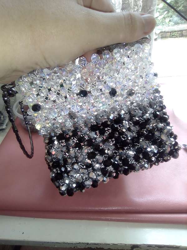 Czech Crystal Evening Bag - Black and White