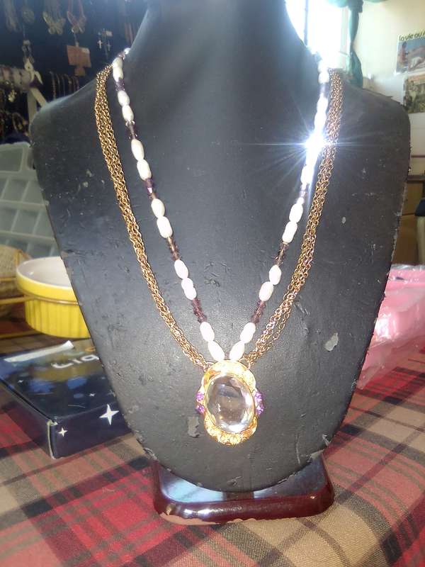 Swarovski and Pearl Necklace - Mirror.