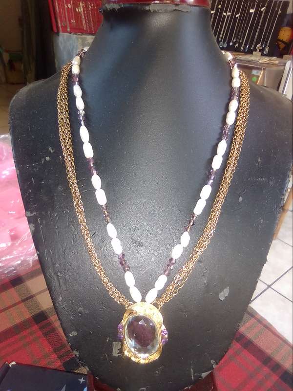 Swarovski and Pearl Necklace - Mirror.