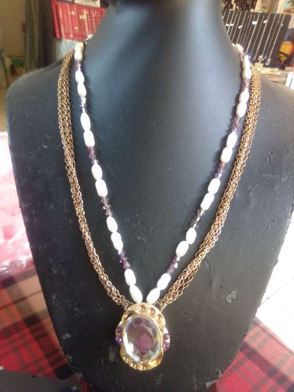 Swarovski and Pearl Necklace - Mirror.