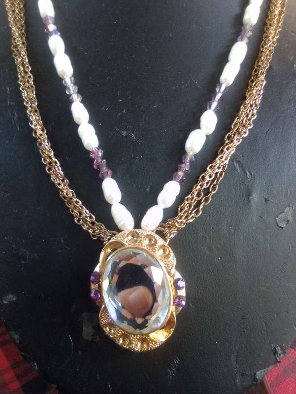 Swarovski and Pearl Necklace - Mirror.