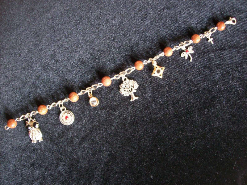 Sun Stone Gemstone Charm Bracelet - Tree of Life.