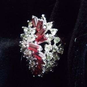 Cubic Zirconia and Garnets Gold Ring