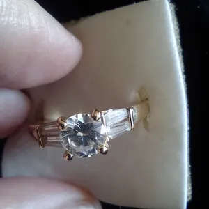 Engagement looking Cubic Zirconia gold ring