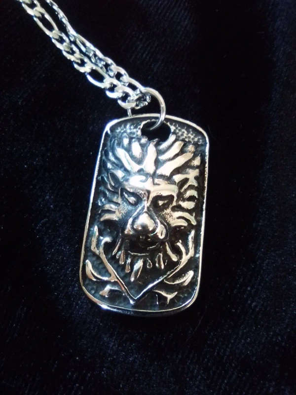 Lion Pendant Necklace Dog Tag