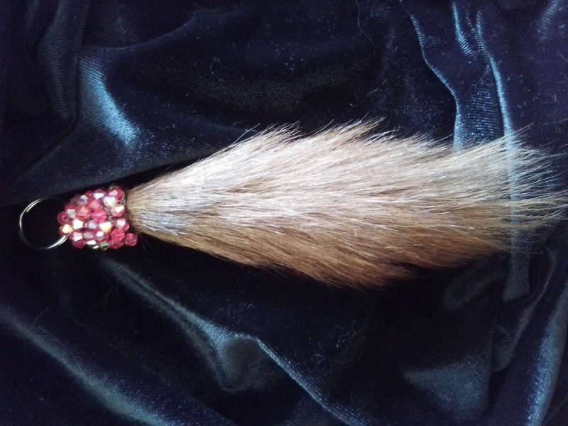 Swarovski Crystals, Mink Tail Key Ring - Pink