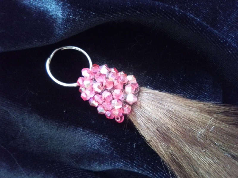 Swarovski Crystals, Mink Tail Key Ring - Pink