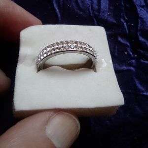 Double Row Cubic Zirconia, Stainless Steel Ring