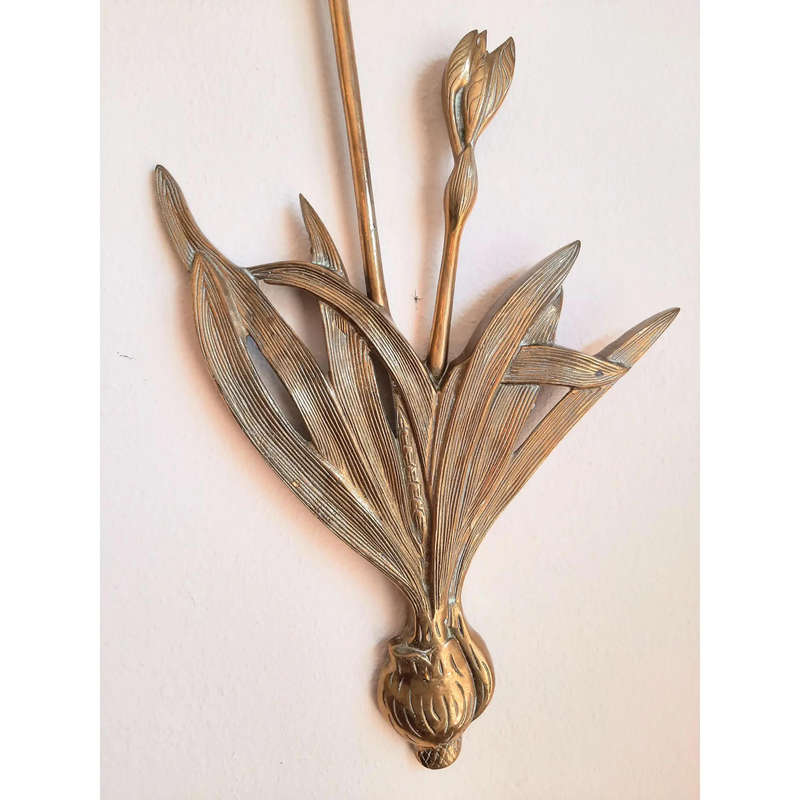 Brass Mid Century Iris Flower Botanical Wall Art