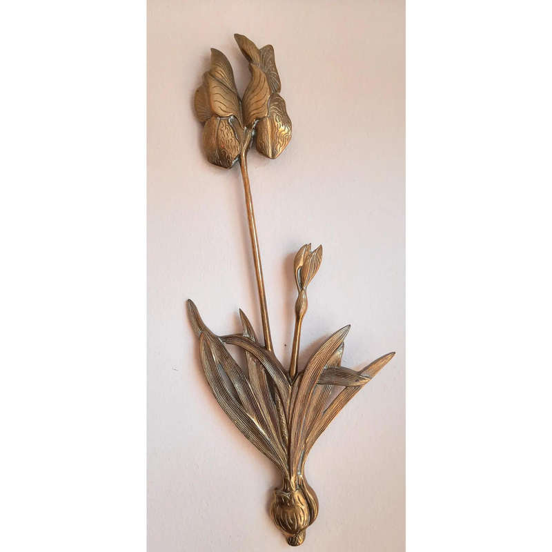 Brass Mid Century Iris Flower Botanical Wall Art
