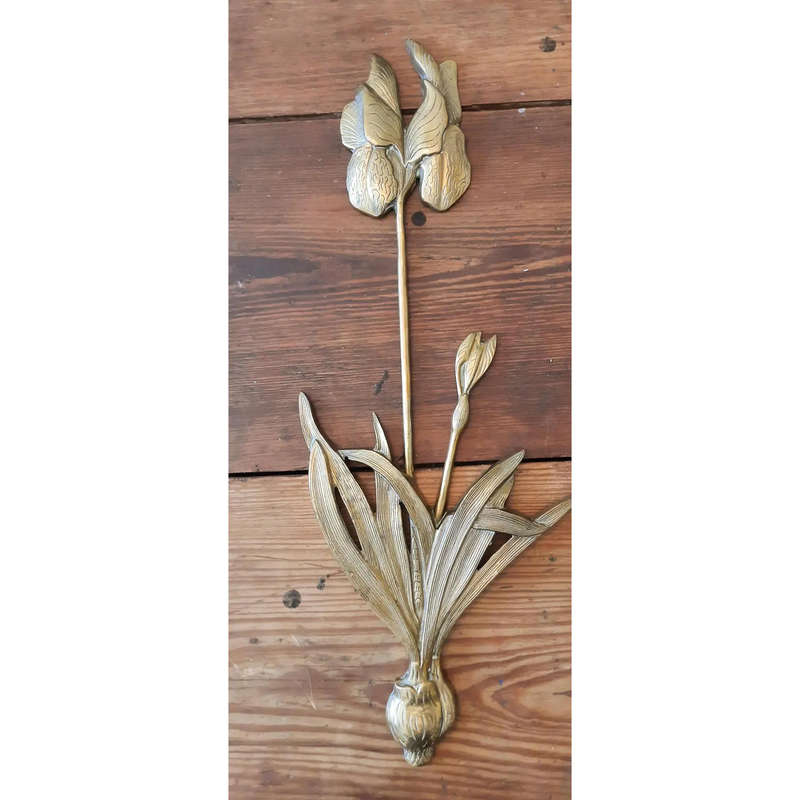 Brass Mid Century Iris Flower Botanical Wall Art