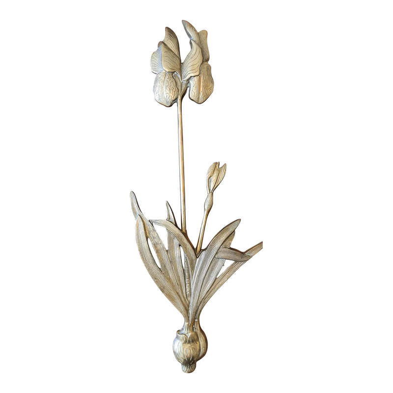 Brass Mid Century Iris Flower Botanical Wall Art