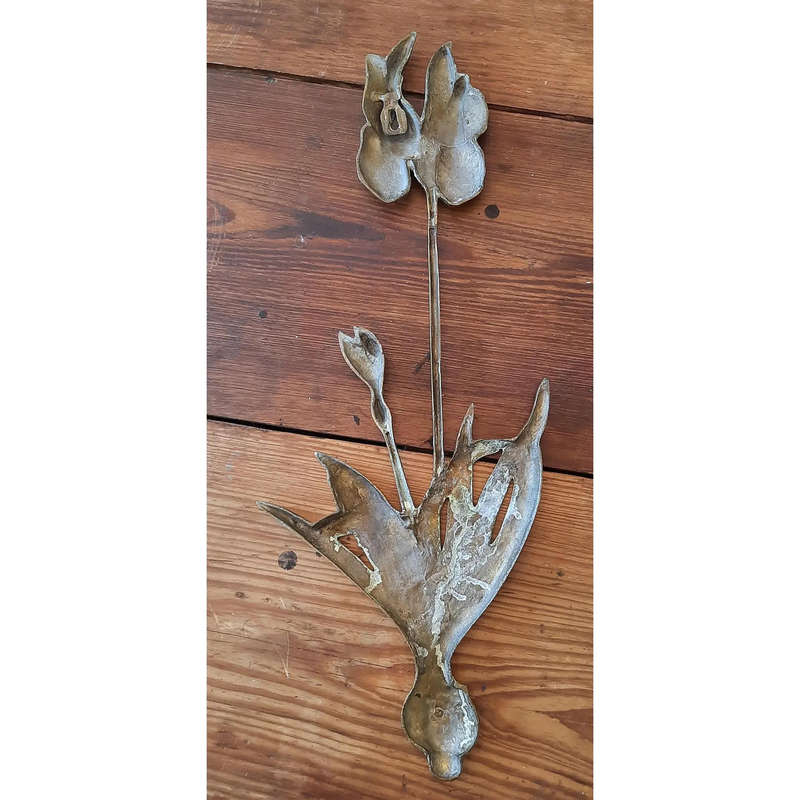 Brass Mid Century Iris Flower Botanical Wall Art